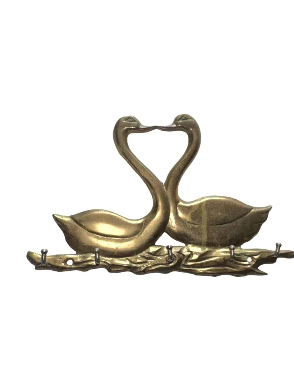 Brass Swan Wall Hook With 5 Hooks For Keys Or Accessories